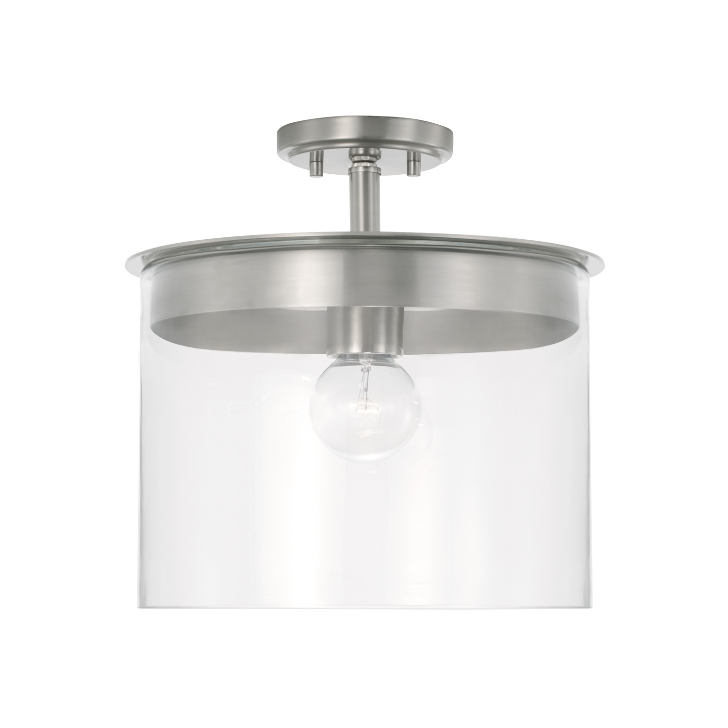 Mason 1 Light 13.25 inch Brushed Nickel Semi-Flush Mount Ceiling Light, Convertible Dual Mount