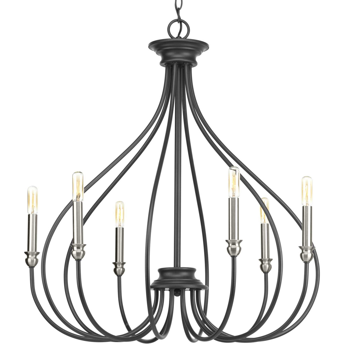 Whisp 6 Light 28 inch Graphite Chandelier Ceiling Light