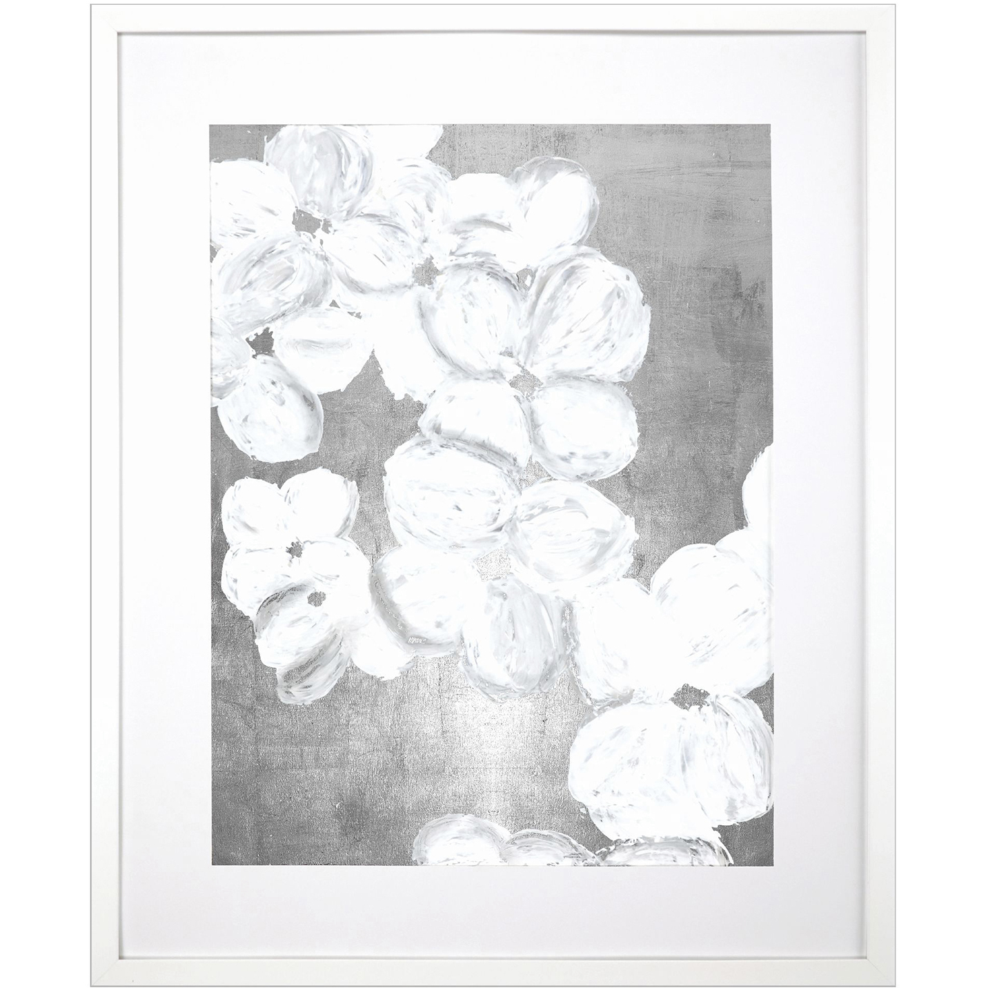 Spring Cascade / Spring Tumble White and Gray and Metallic Framed Art, The Studio