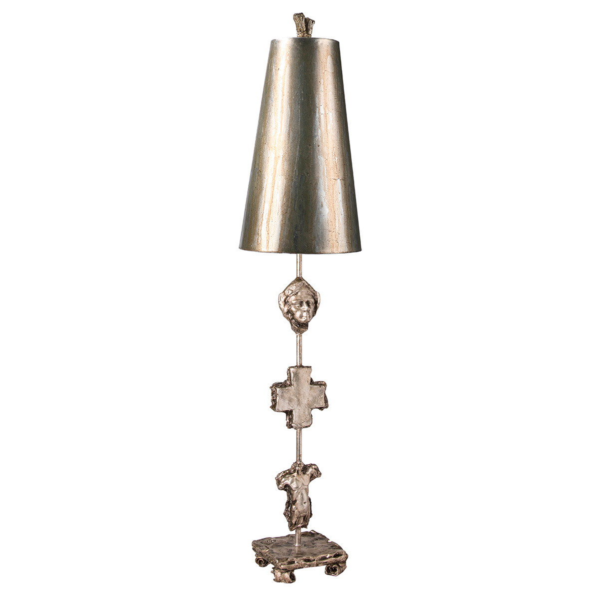 Fragment 40 inch 60.00 watt Silver Leaf And Umber Glaze Table Lamp Portable Light, Flambeau