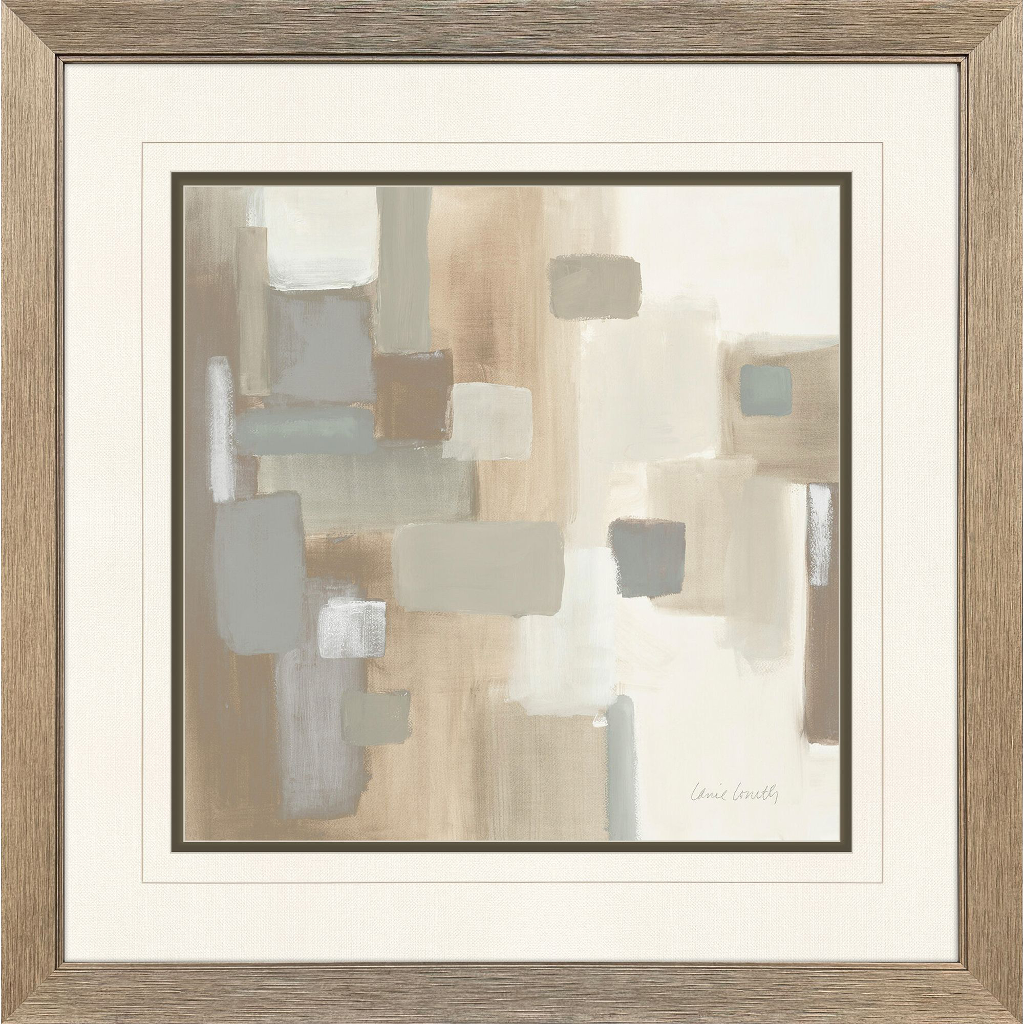 Patches I Gray and Beige and Brown and Neutral Framed Art