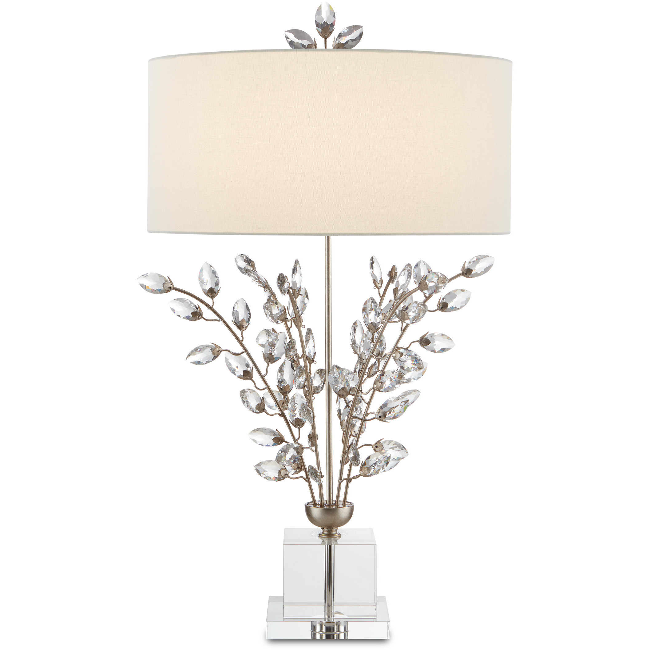 Forget-Me-Not 33.75 inch 75 watt Clear and Silver Leaf Table Lamp Portable Light
