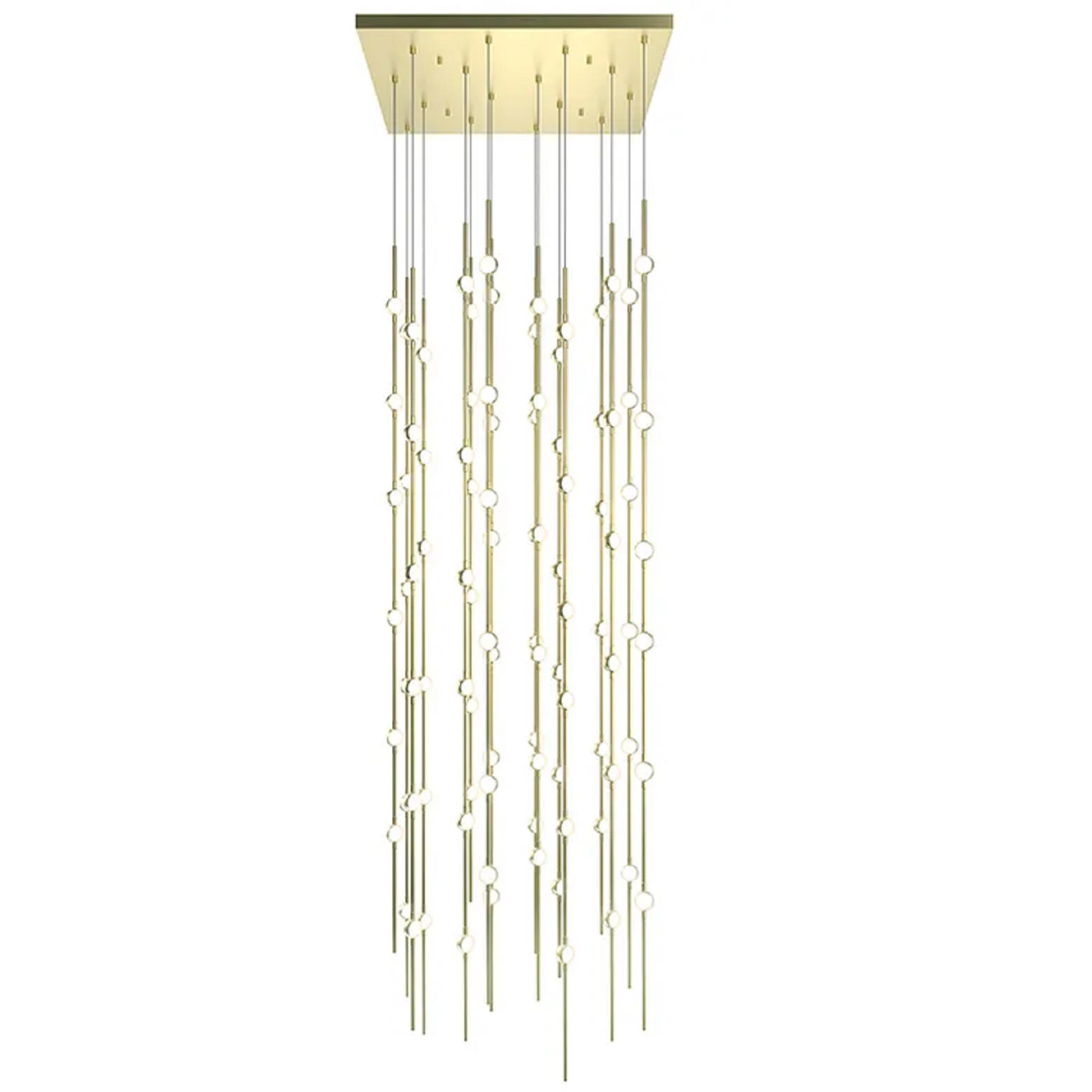 Constellation Andromeda LED 21.5 inch Satin Brass Chandelier Ceiling Light in 2700K, 20 ft. Cord, White Optical Acrylic
