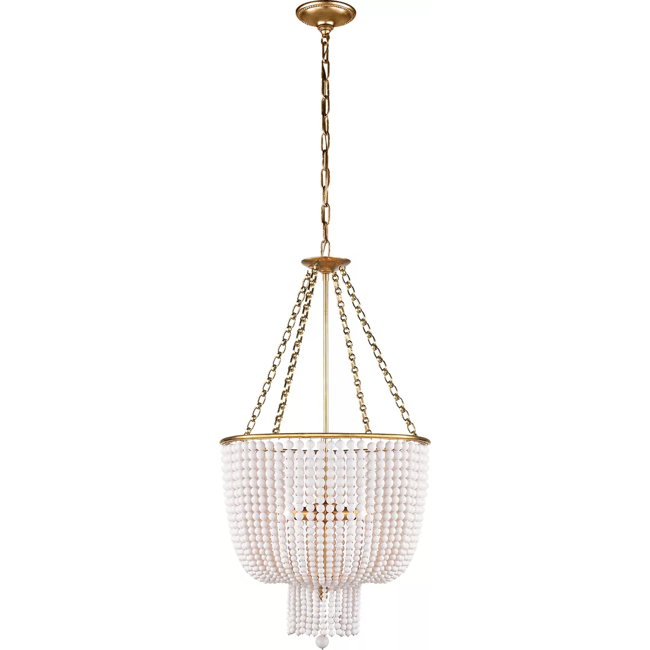 AERIN Jacqueline 4 Light 19 inch Hand-Rubbed Antique Brass Chandelier Ceiling Light in White Acrylic