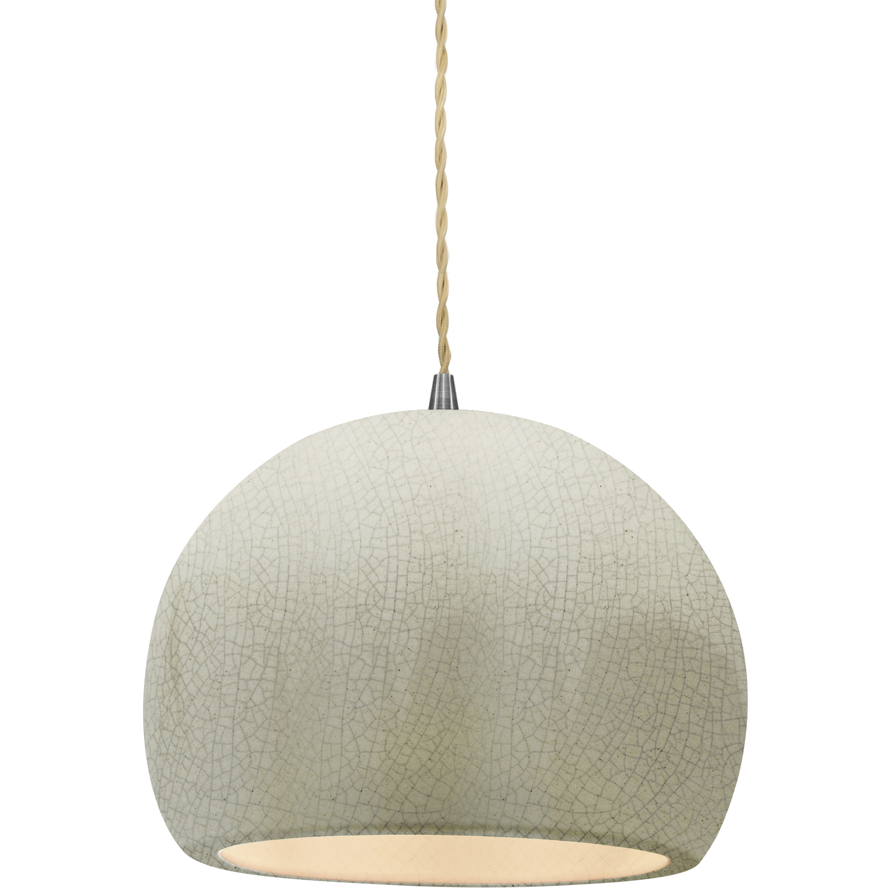 Radiance LED 7 inch Brushed Nickel and White Crackle Pendant Ceiling Light