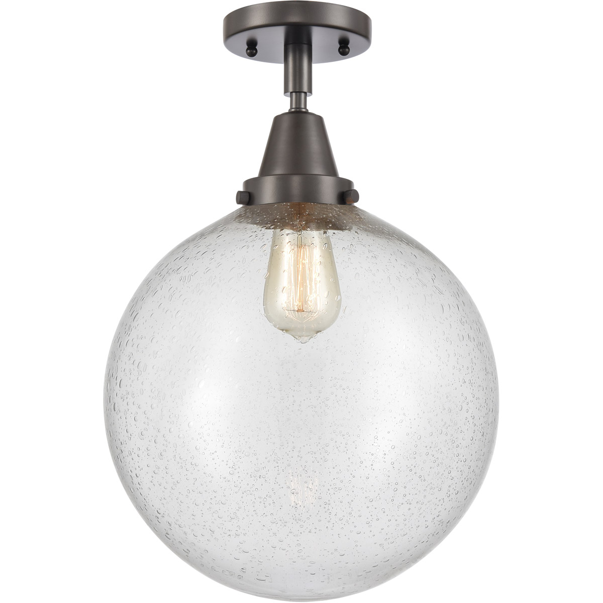 Beacon LED 12 inch Oil Rubbed Bronze Flush Mount Ceiling Light in Seedy Glass
