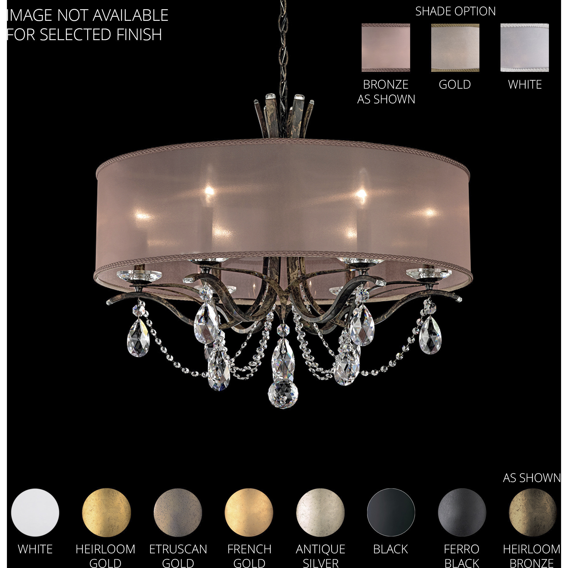 Vesca 6 Light 120V Chandelier in Heirloom Bronze with Clear Heritage Handcut Crystal and White Shade main image 1