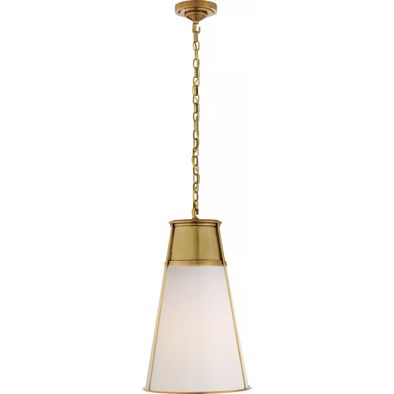 Thomas O'Brien Robinson 1 Light 11.75 inch Hand-Rubbed Antique Brass Pendant Ceiling Light in White Glass, Large