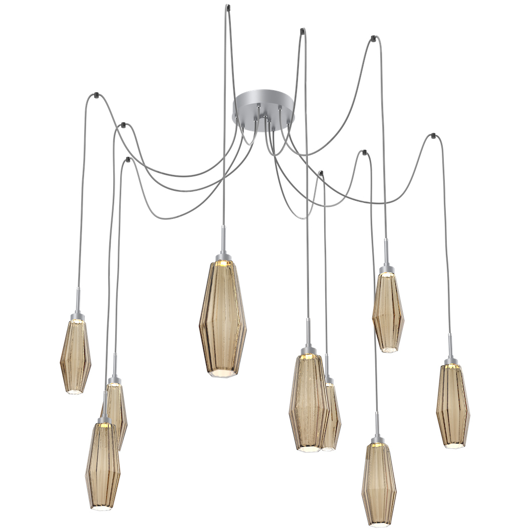 Aalto LED Classic Silver Swag Multi-Pendant Ceiling Light in 3000K LED, Bronze
