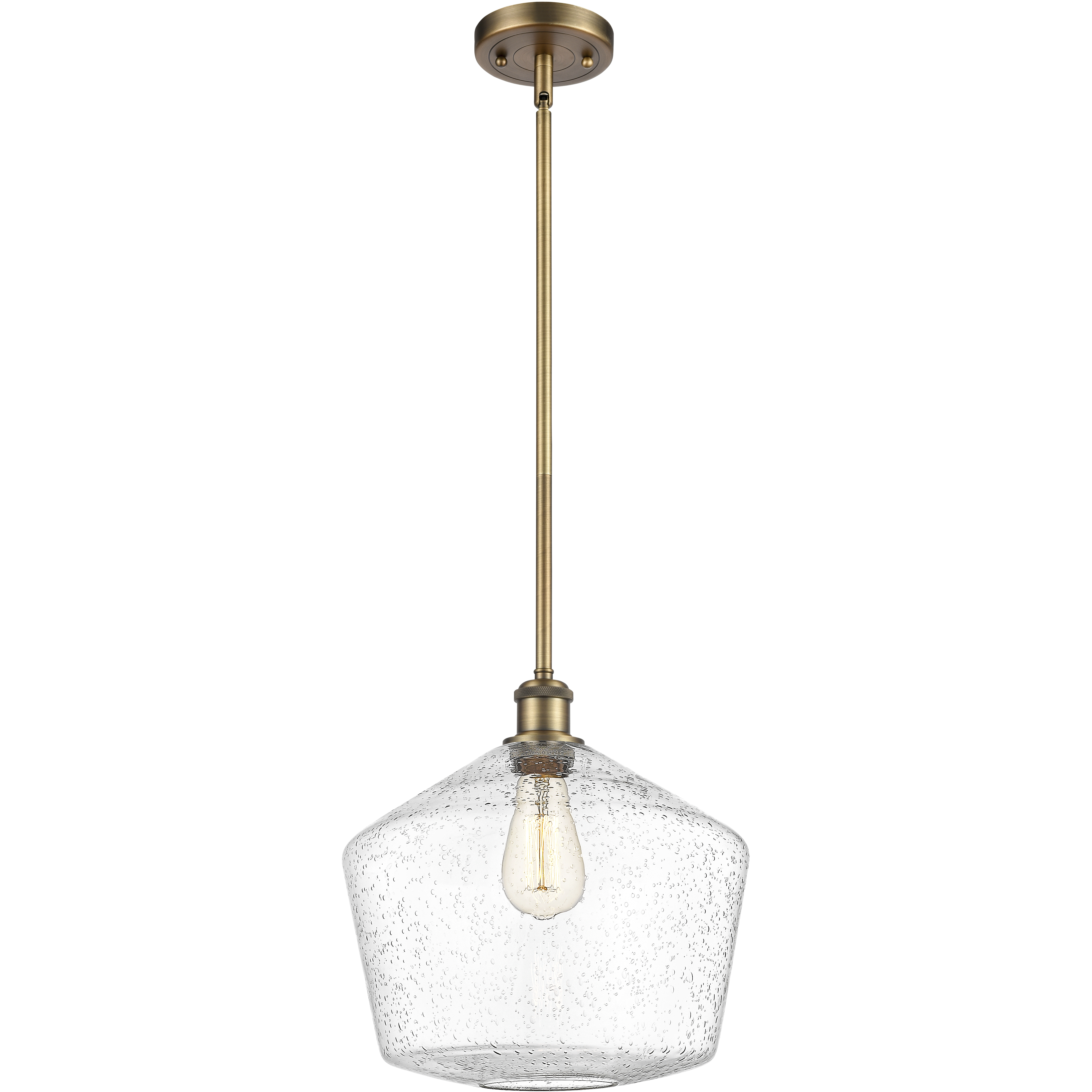 Ballston Cindyrella LED 12 inch Brushed Brass Mini Pendant Ceiling Light in Seedy Glass