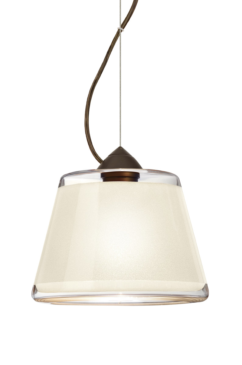 Pica 9 1 Light Bronze Pendant Ceiling Light in Incandescent, White Sand Glass
