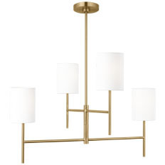 Barbara Barry Key 4 Light 32 inch Burnished Brass Chandelier Ceiling Light