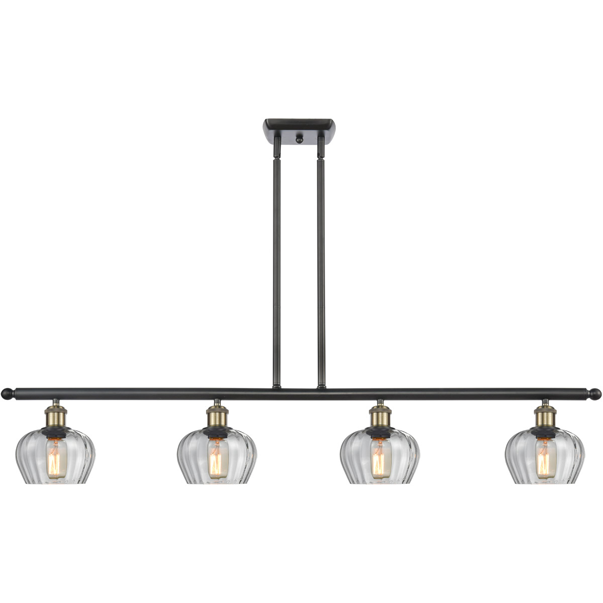 Ballston Fenton LED 48 inch Black Antique Brass Island Light Ceiling Light in Clear Glass, Ballston