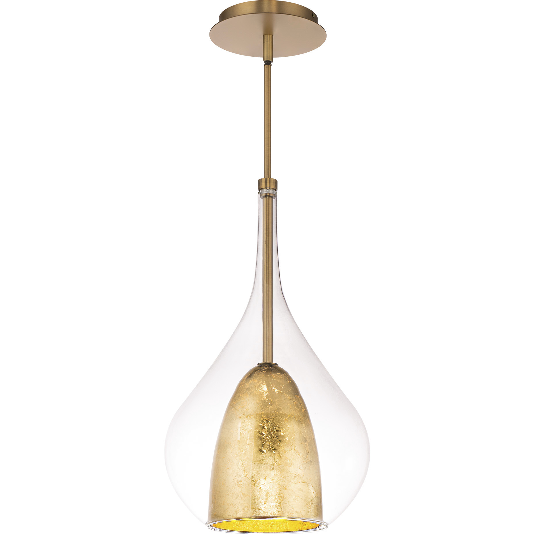 Helios LED 10 inch Aged Brass and Gold Leaf Mini-Pendant Ceiling Light