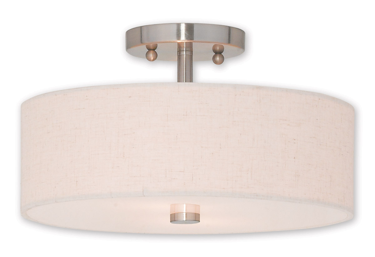 Meridian 2 Light 13 inch Brushed Nickel Semi-Flush Ceiling Light
