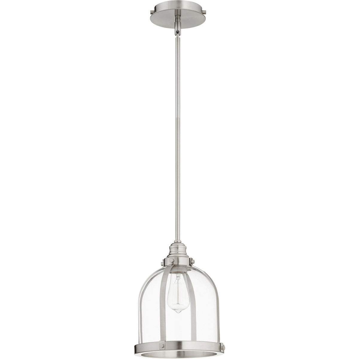 Banded Dome 1 Light 9.5 inch Satin Nickel Mini Pendant Ceiling Light