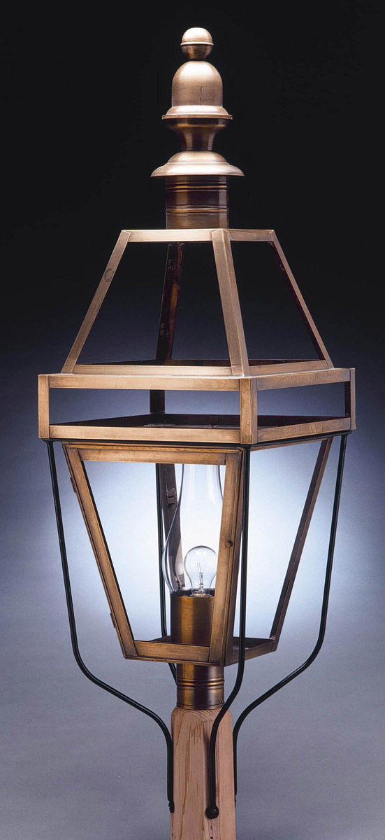 Boston 1 Light 43 inch Dark Antique Brass Post Lantern in Frosted Glass, Chimney, Medium