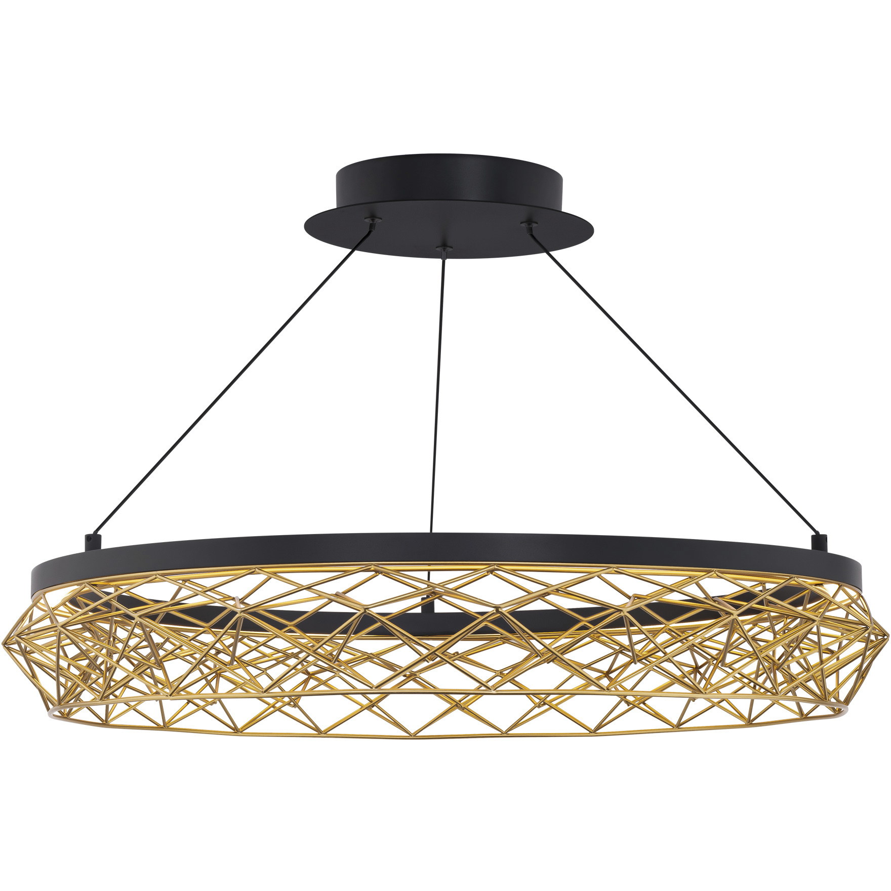 Lacey LED 27.13 inch Black and Gold Pendant Ceiling Light, dweLED