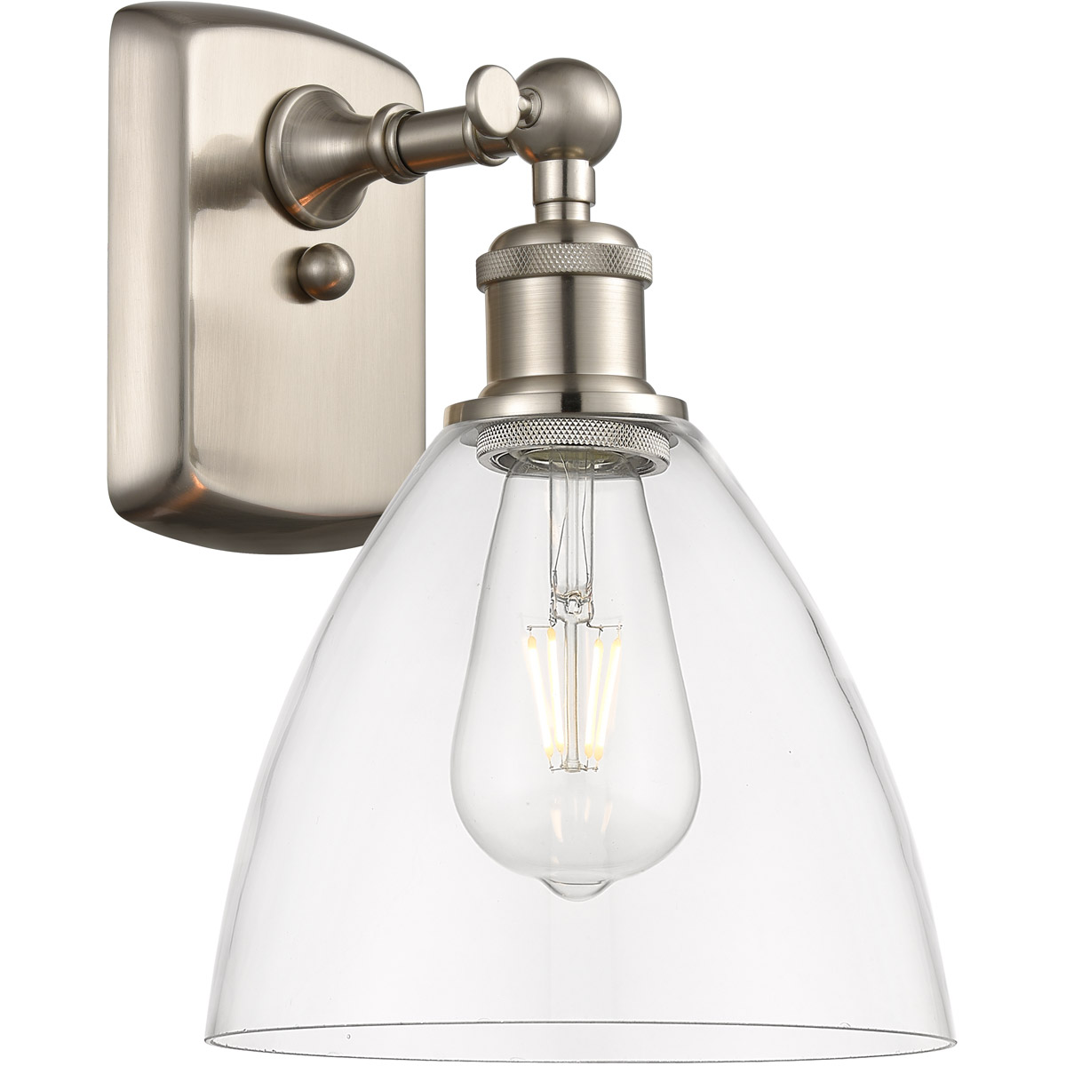 Ballston Ballston Dome 1 Light 8 inch Brushed Satin Nickel Sconce Wall Light in Clear Glass