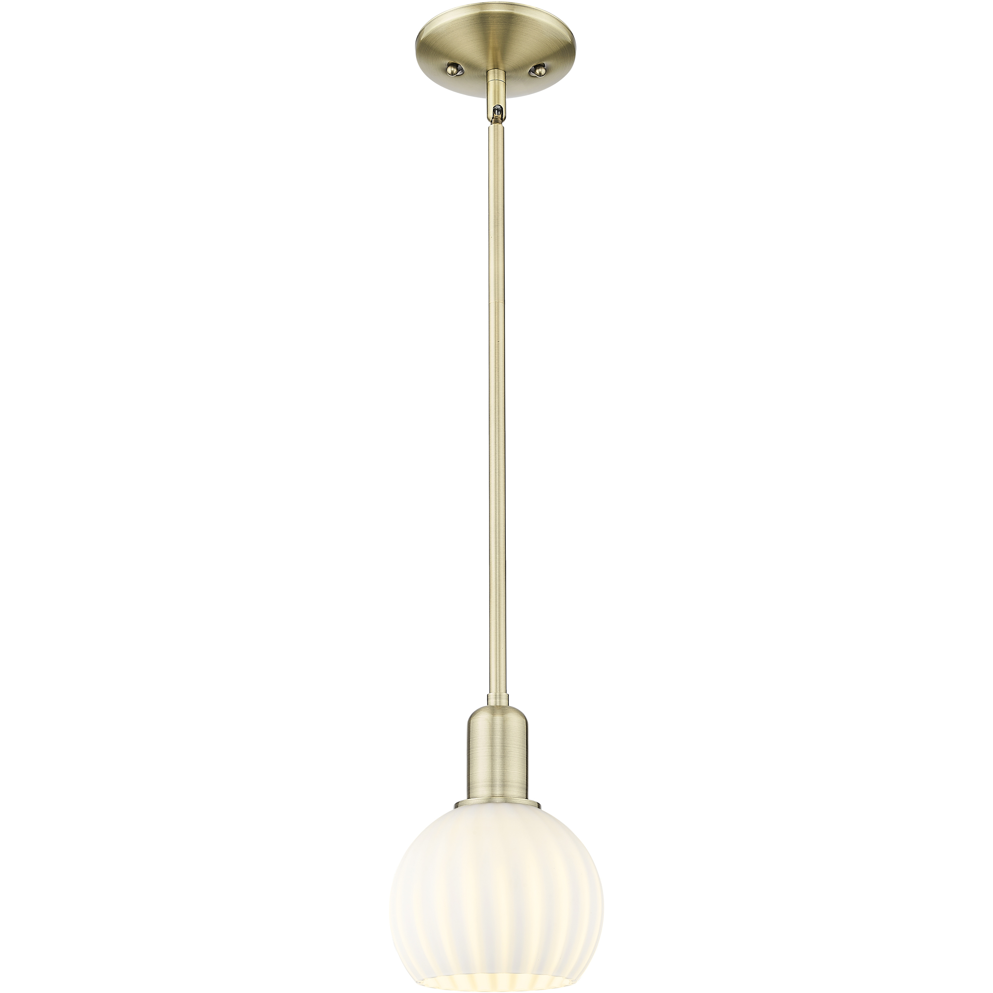 Arcadia White Venetian 1 Light 6 inch Antique Brass Mini Pendant Ceiling Light