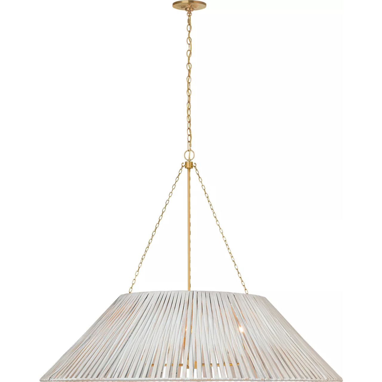 Marie Flanigan CORINNE LED 44.5 inch Soft Brass Wrapped Hanging Shade Ceiling Light in White Wicker