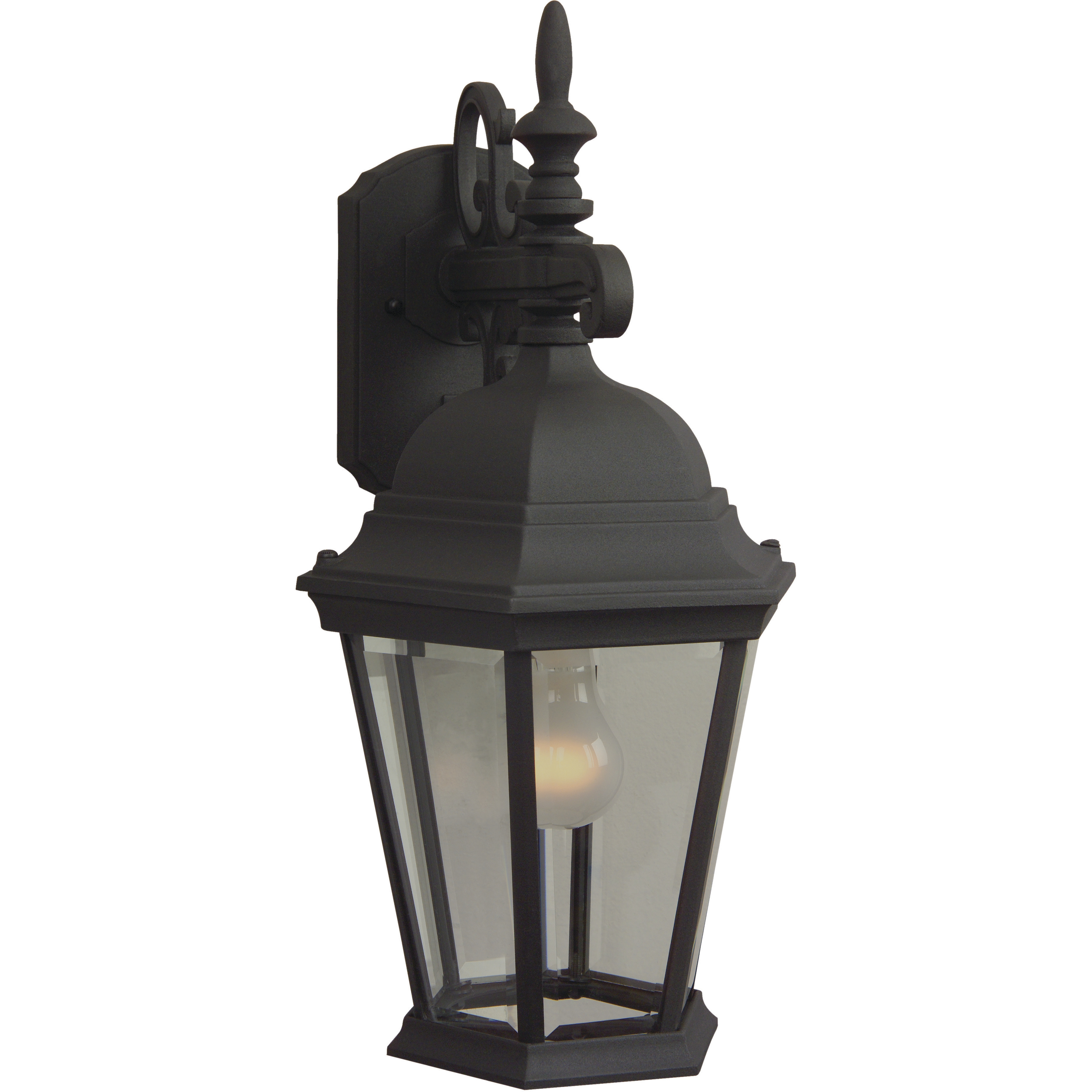 Straight Glass 1 Light 18 inch Textured Black Outdoor Wall Mount in Textured Matte Black, Medium