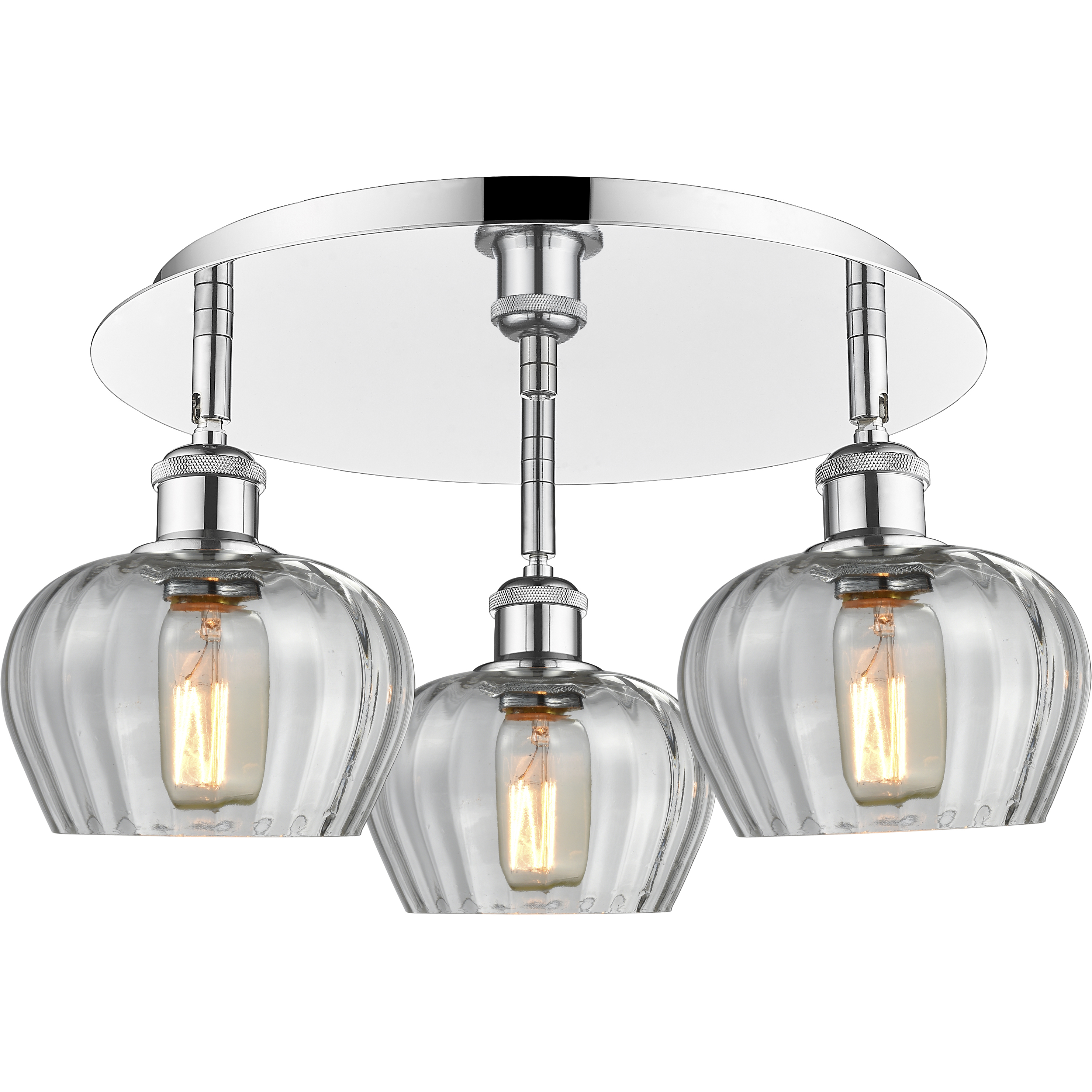 Fenton 3 Light 18.25 inch Polished Chrome Flush Mount Ceiling Light in Clear