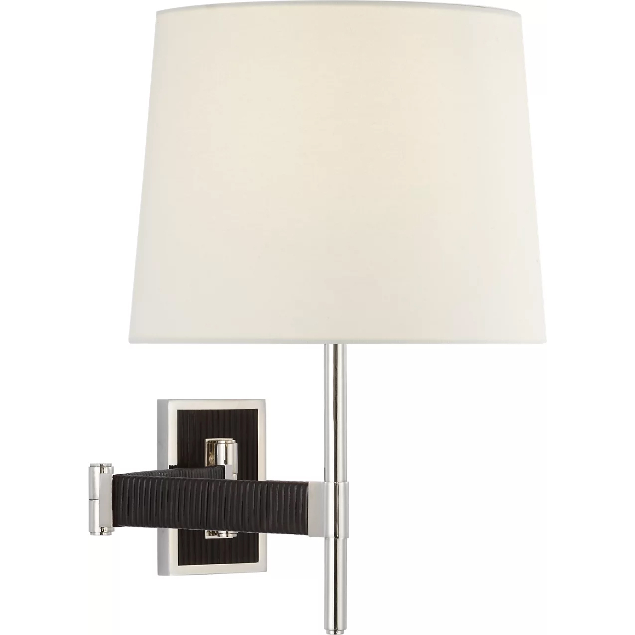 Suzanne Kasler Elle 22.25 inch 15 watt Polished Nickel and Black Rattan Swing Arm Sconce Wall Light