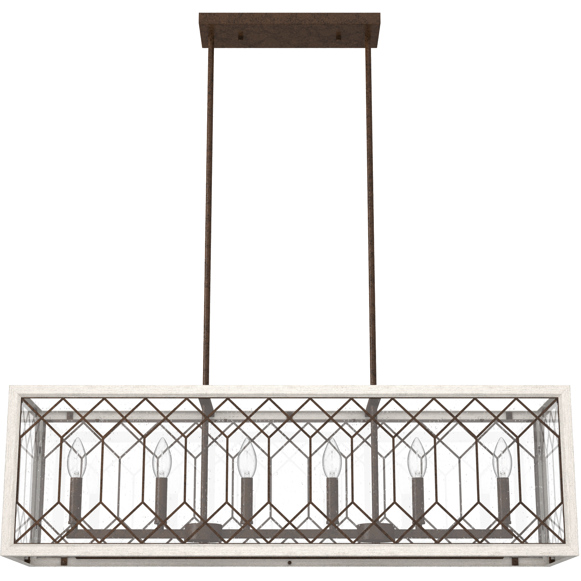 Chevron 6 Light 40 inch Textured Rust Linear Chandelier Ceiling Light
