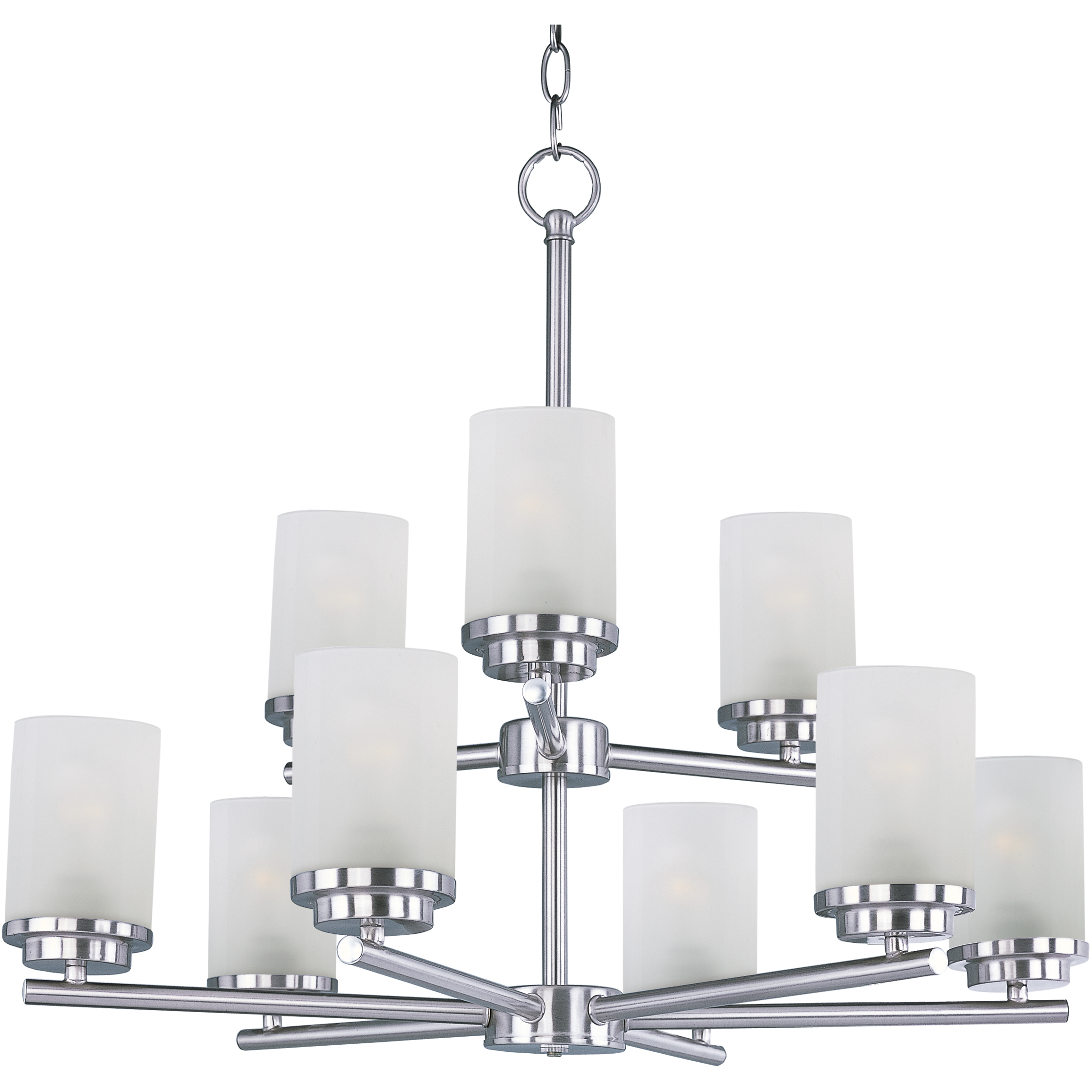 Corona 9 Light 28 inch Satin Nickel Multi-Tier Chandelier Ceiling Light in Frosted