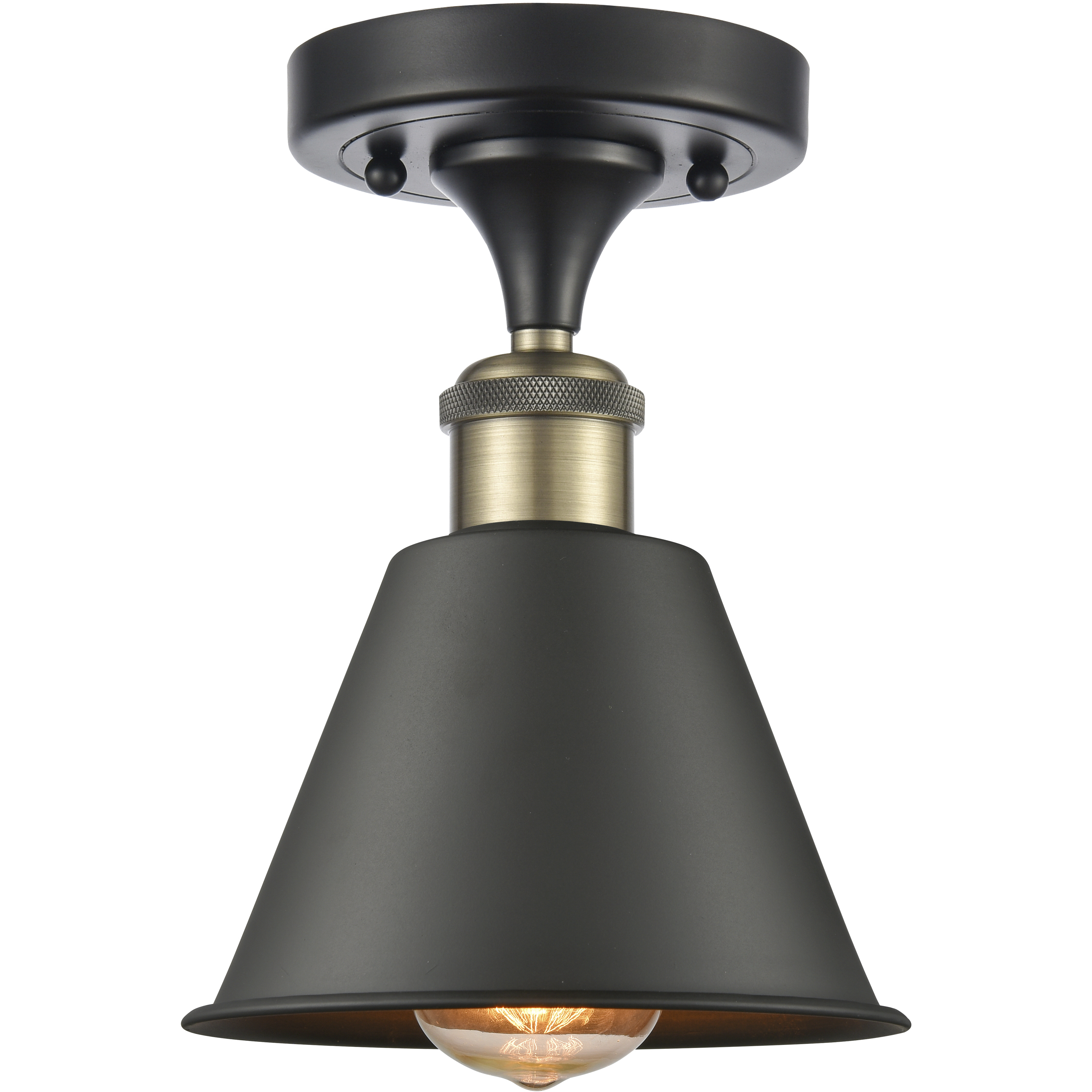 Smithfield 1 Light 6.5 inch Black Antique Brass Semi-Flush Mount Ceiling Light