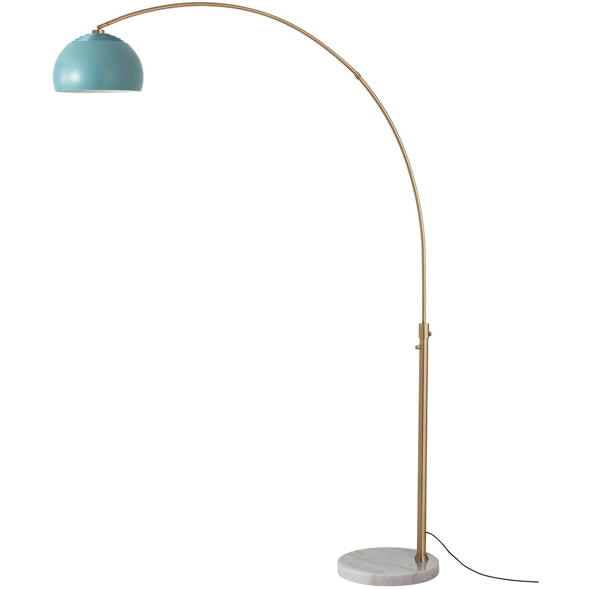 Half Dome 92 inch 14 watt Weathered Brass and White Marble Arc Floor Lamp Portable Light