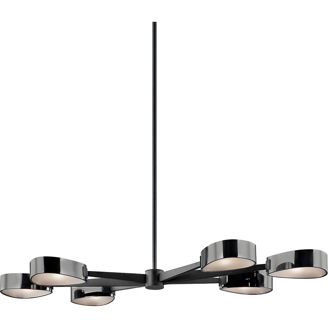 Allisio 6 Light 49 inch Textured Black/Black Chrome Linear Pendant Ceiling Light