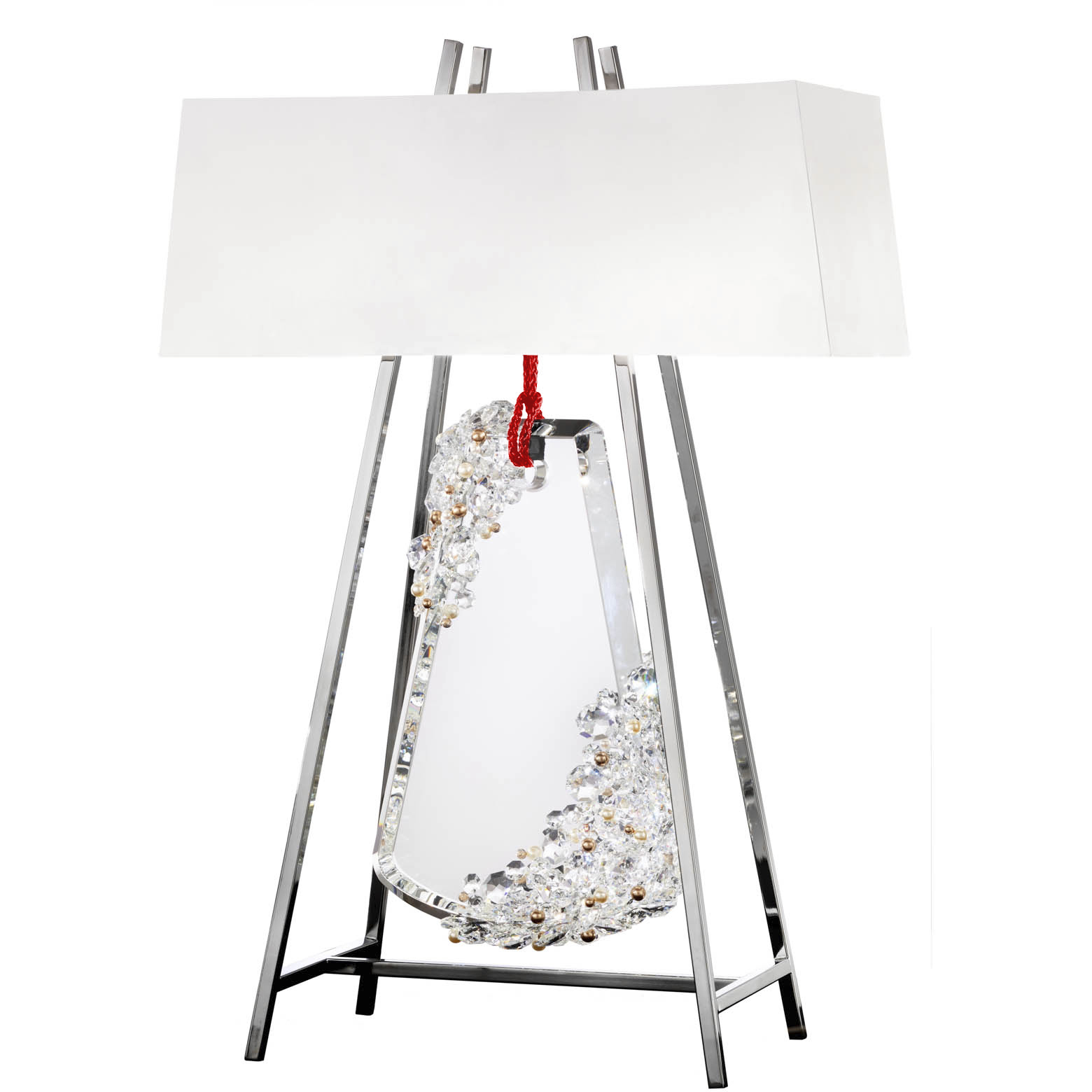 Forever Flora 31.6 inch 7 watt Polished Chrome Table Lamp Portable Light in Red Rope, Red Rope