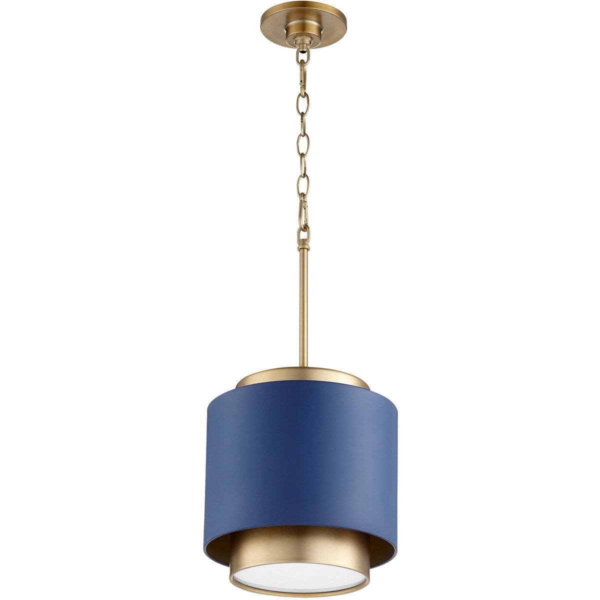 Fort Worth 1 Light 10.5 inch Aged Brass and Blue Pendant Ceiling Light in Aged Brass / Blue