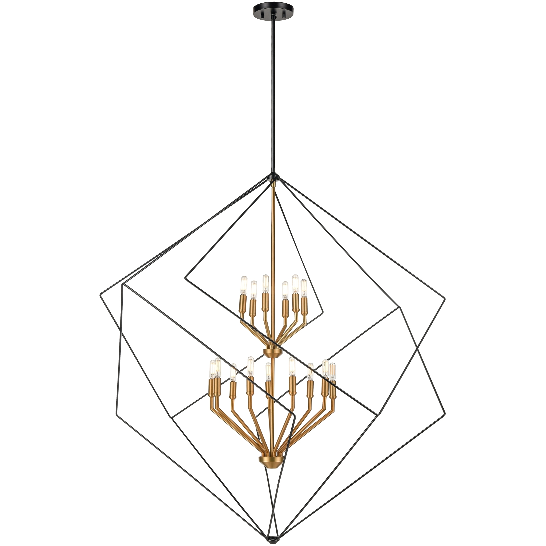 Ashoona 15 Light 43.75 inch Brass And Ebony Foyer Pendant Ceiling Light