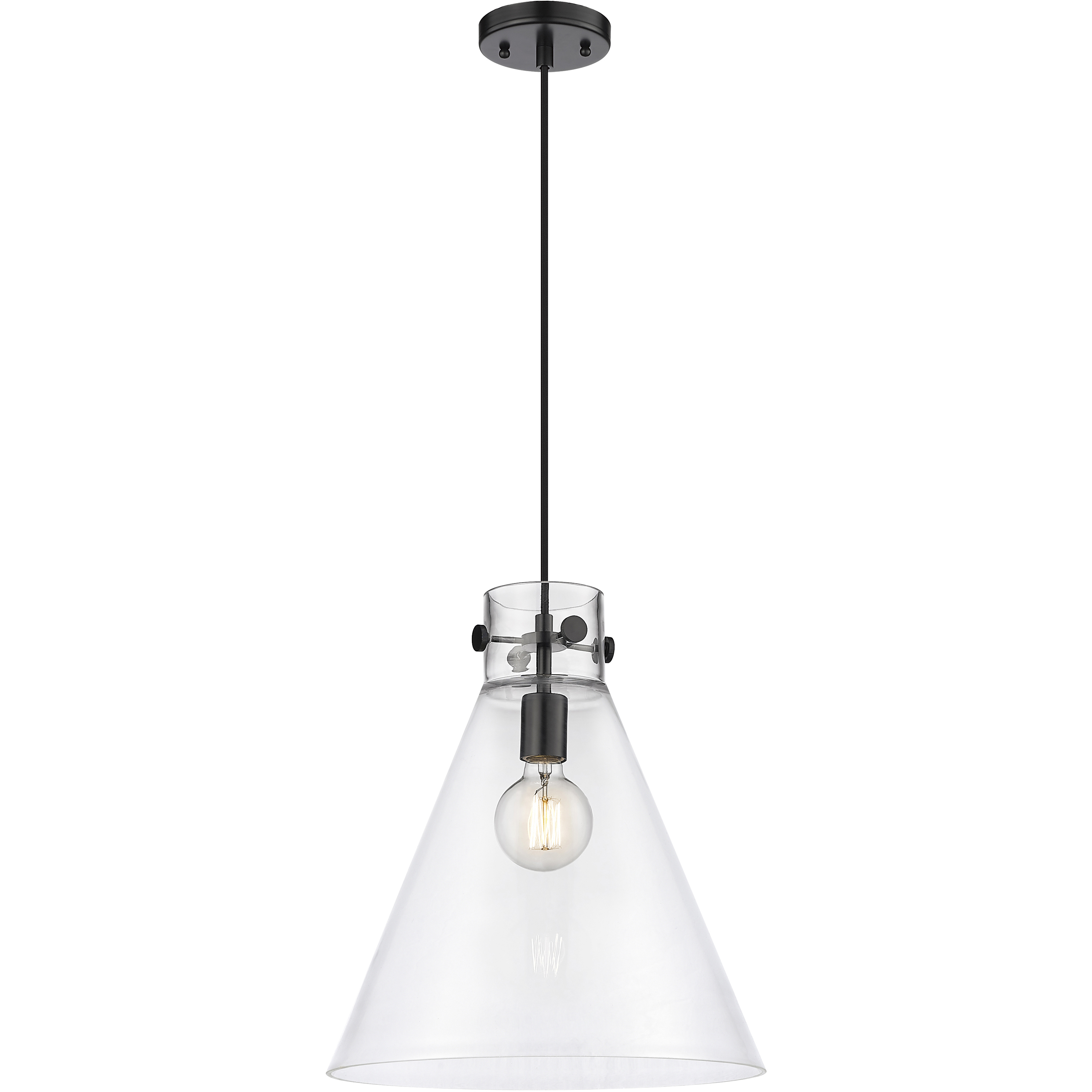 Newton Cone 1 Light 14 inch Matte Black Pendant Ceiling Light in Clear Glass