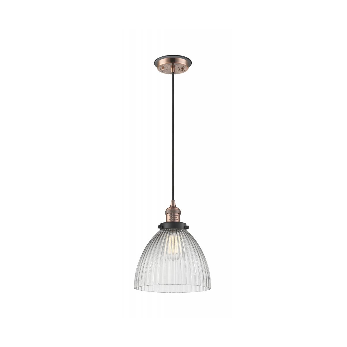 Franklin Restoration Seneca Falls 1 Light 9.5 inch Antique Copper/Matte Black Pendant Ceiling Light