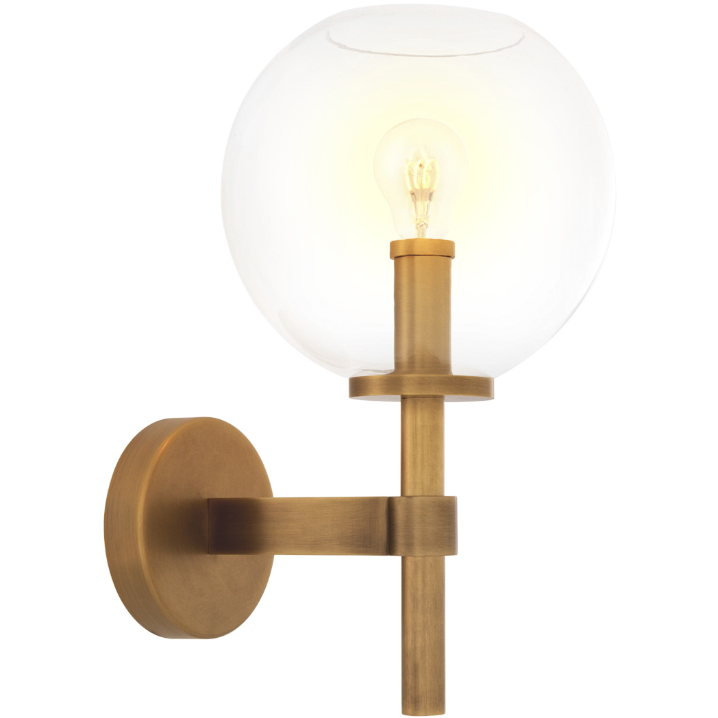Jade 1 Light 7.09 inch Antique Brass and Clear Glass Wall Lamp Wall Light