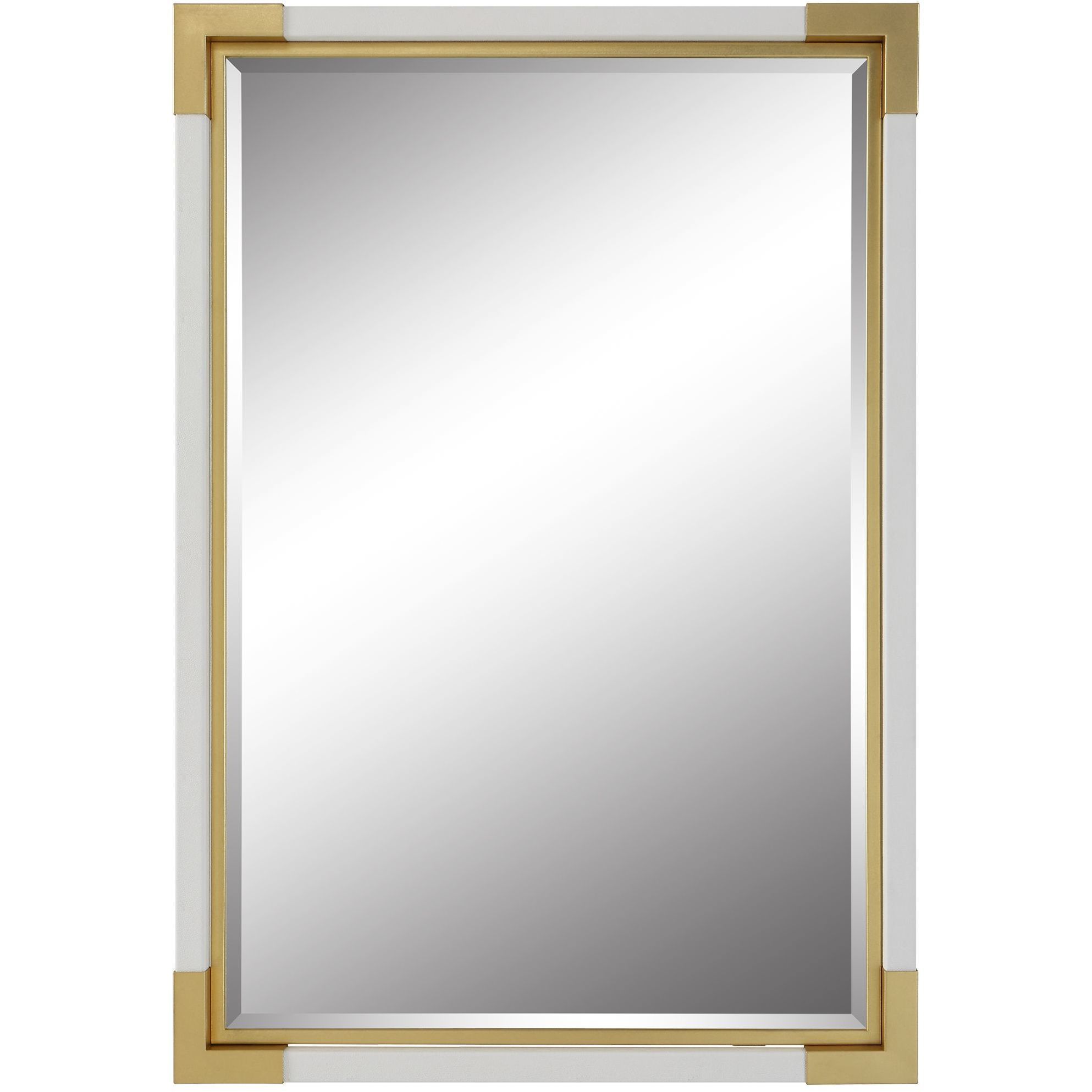 Malik 39 X 27 inch White Faux Shagreen and Gold Leaf Mirror