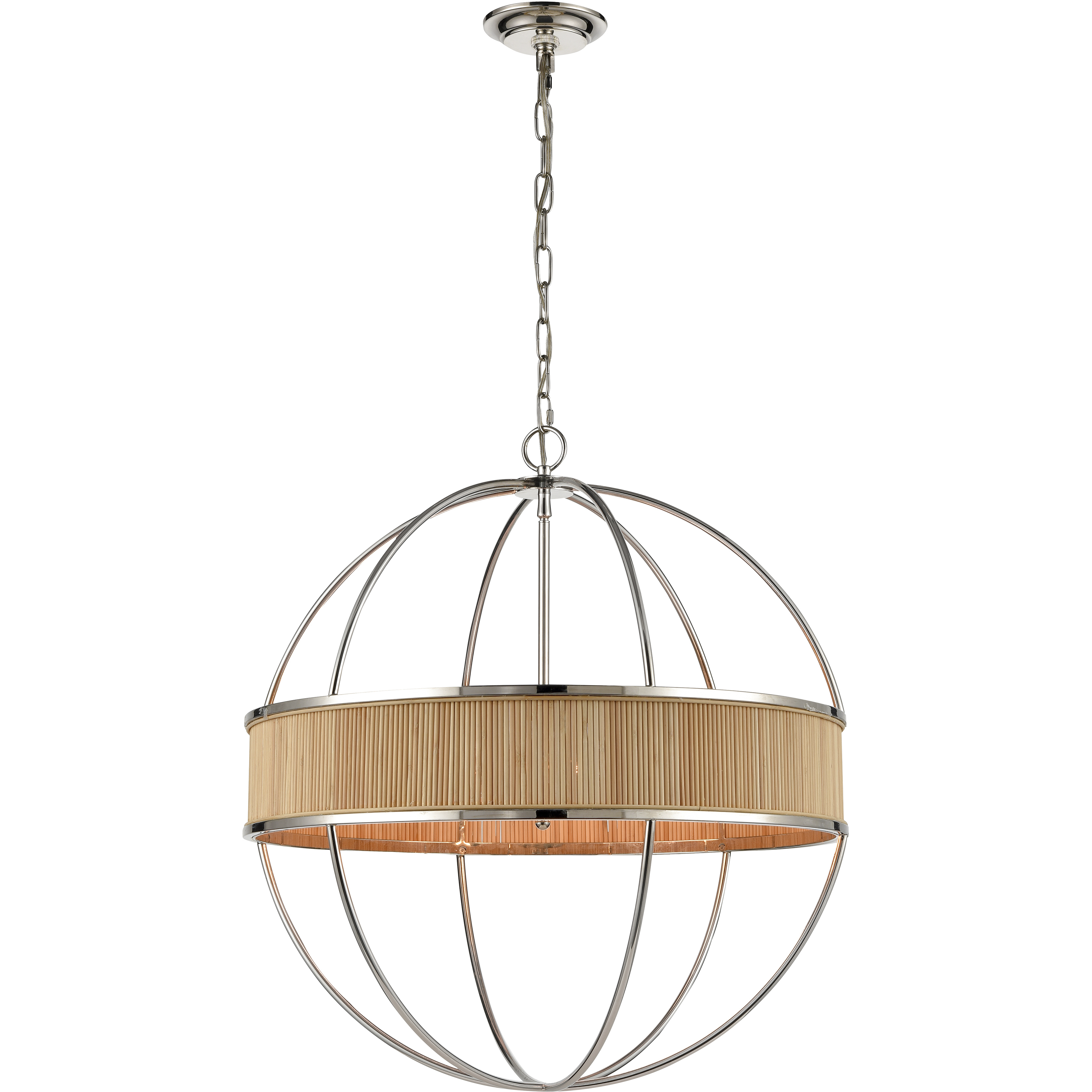 Ural 6 Light 24 inch Polished Nickel with Natural Chandelier Ceiling Light
