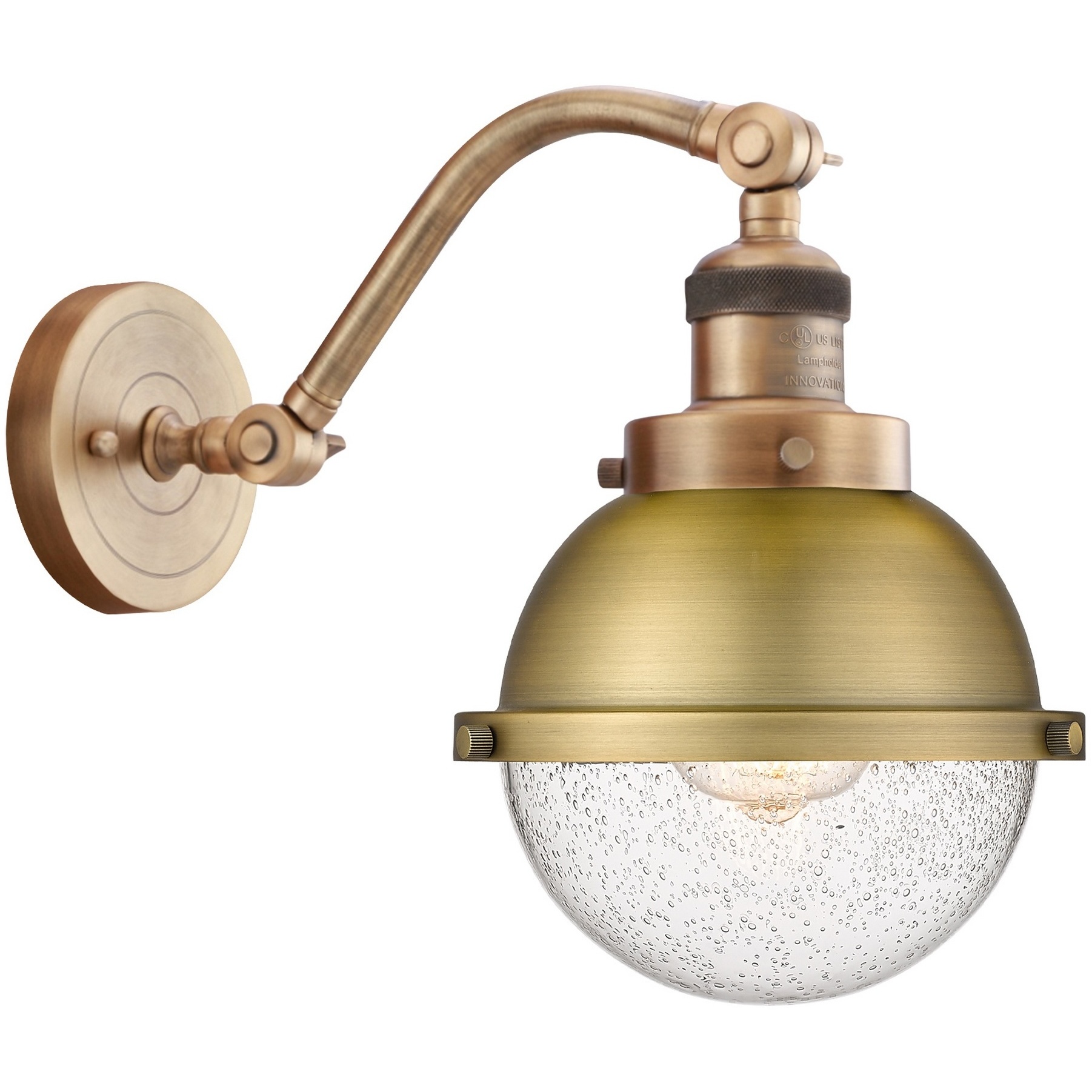Franklin Restoration Hampden 1 Light 7.25 inch Brushed Brass Sconce Wall Light in Seedy Glass