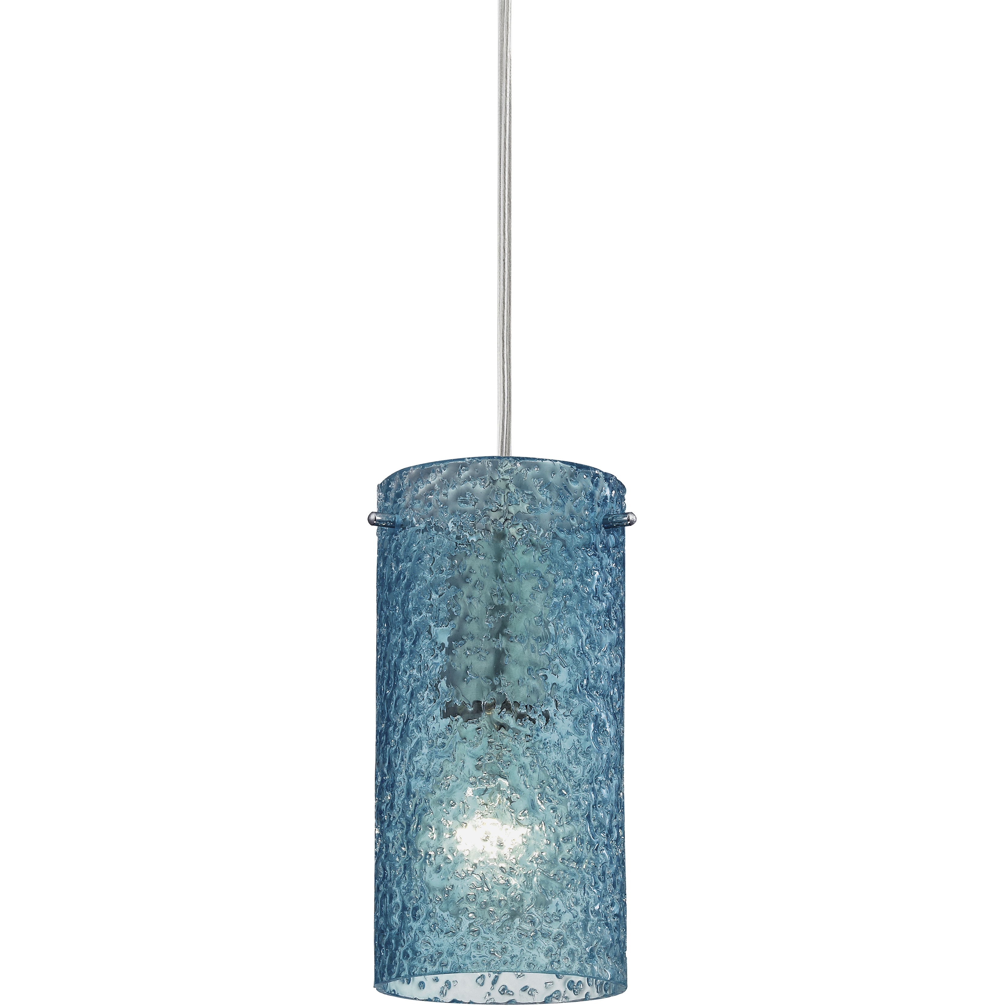 Ice Fragments 1 Light 5 inch Satin Nickel with Aqua Pendant Ice Fragments 1 Light 5 inch Satin Nickel with Aqua Pendant