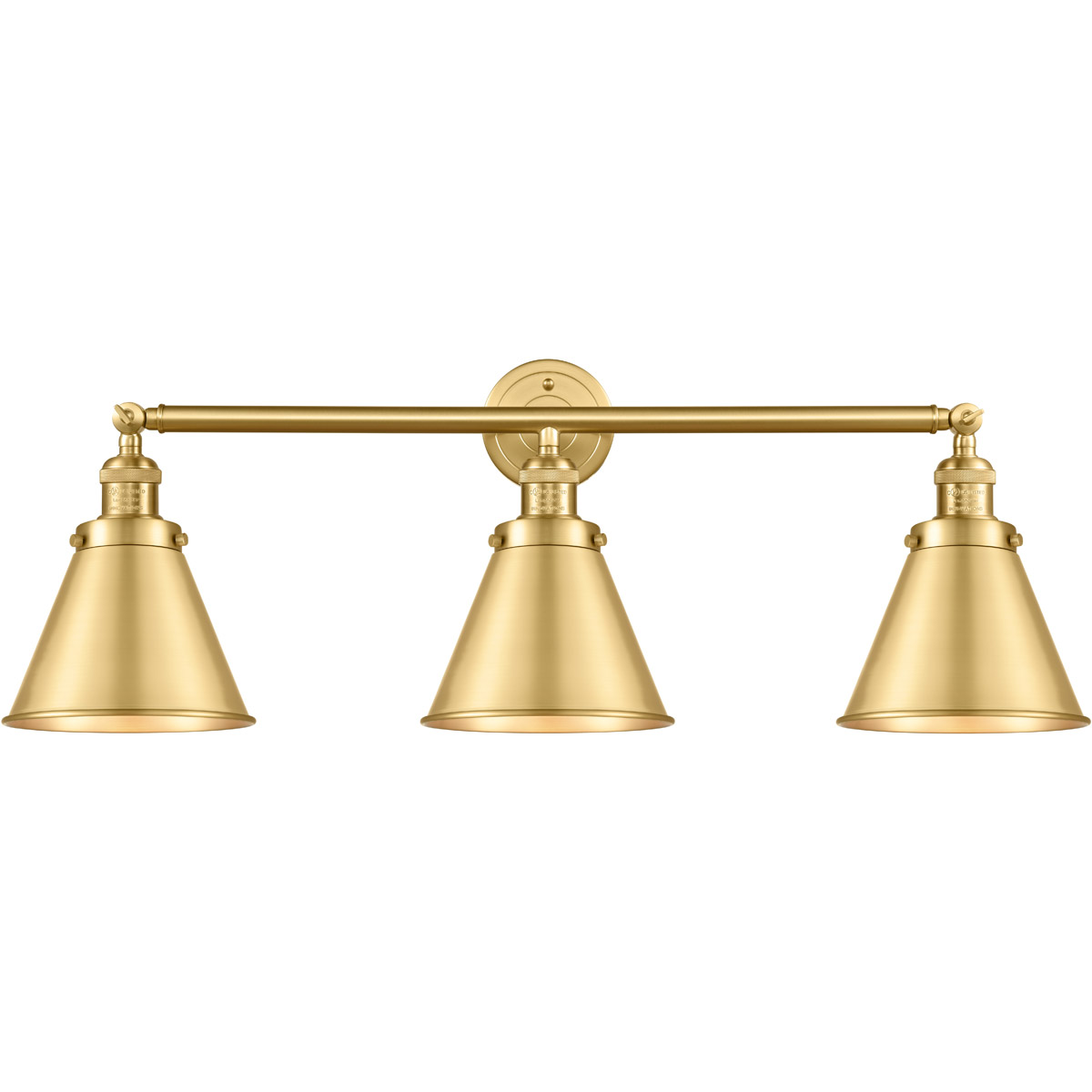 Franklin Restoration Appalachian 3 Light 32 inch Satin Gold Bath Vanity Light Wall Light, Franklin Restoration