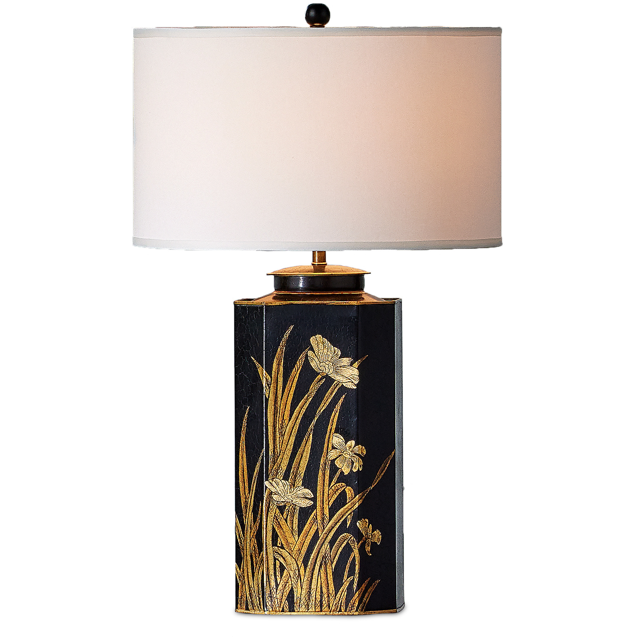 Glasshouse 28.25 inch 150 watt Black and Gold Table Lamp Portable Light