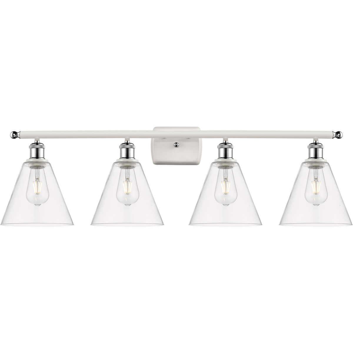 Ballston Ballston Cone LED 38 inch White and Polished Chrome Bath Vanity Light Wall Light in Clear Glass