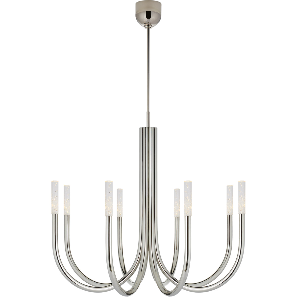 Kelly Wearstler Rousseau LED 38 inch Polished Nickel Chandelier Ceiling Light in Seeded Glass, Medium