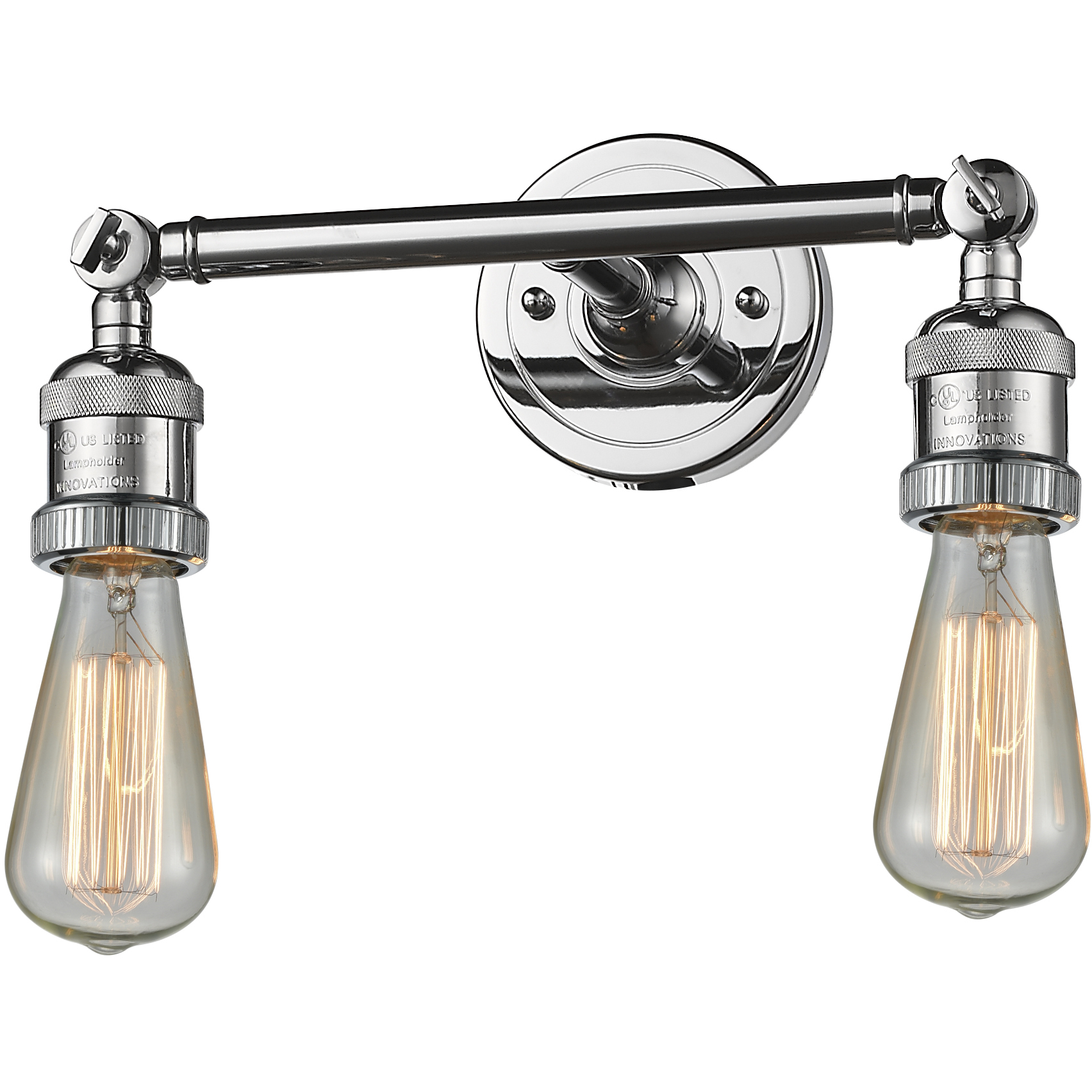 Franklin Restoration Bare Bulb 2 Light 11 inch Polished Chrome Bath Vanity Light Wall Light, Franklin Restoration