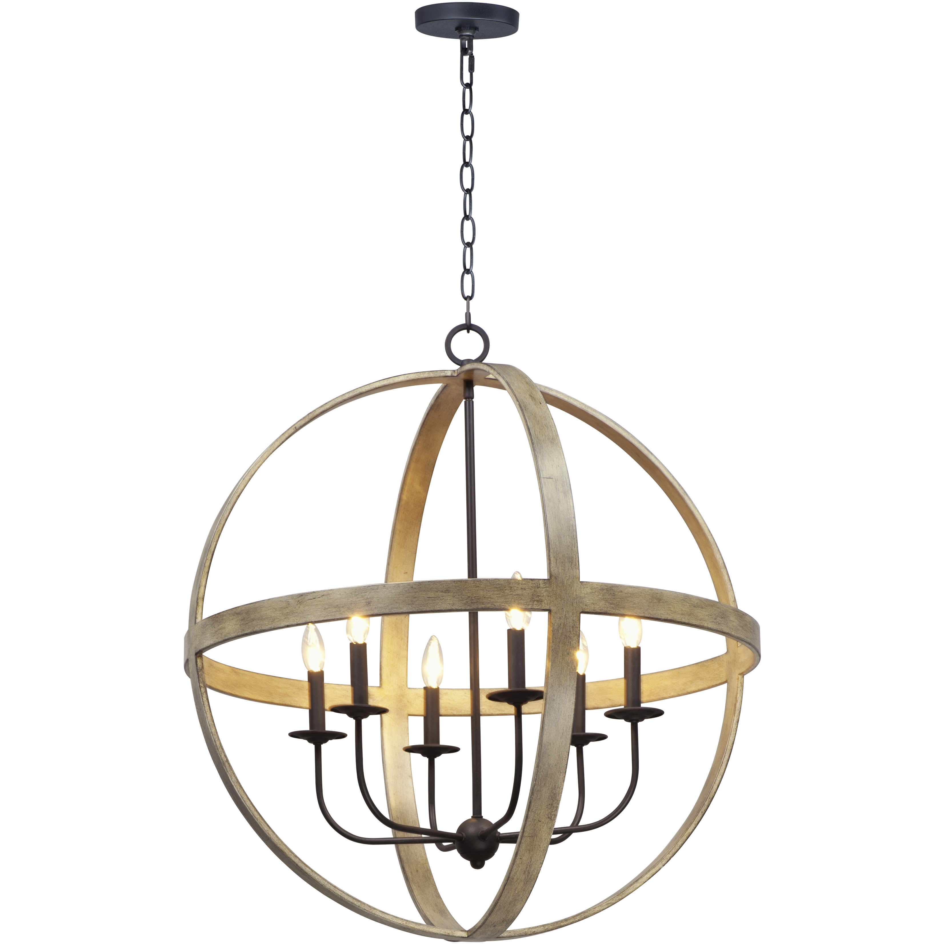 Compass 6 Light 30 inch Barn Wood and Black Single Pendant Ceiling Light
