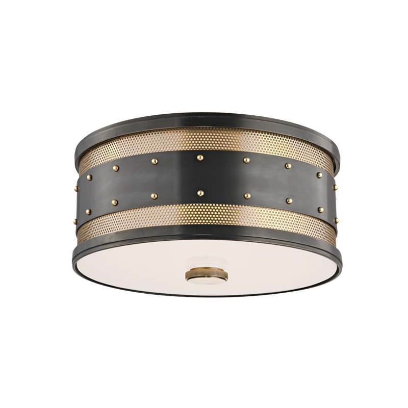 Gaines 2 Light 12 inch Aged Old Bronze Flush Mount Ceiling Light